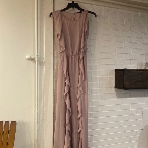 Champagne Maxi Dress Ruffled Size XXS - Picture 1 of 3